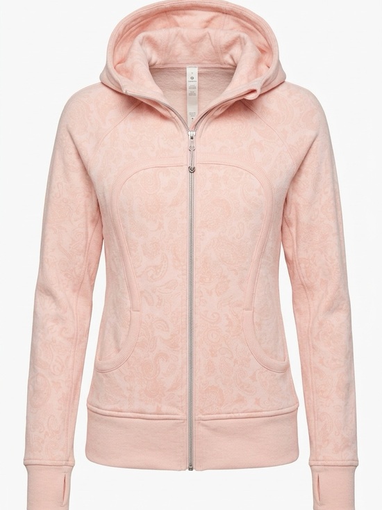 lululemon athletica Tops - Lululemon Pink Paisley Scuba Full Zip Hoodie Jacket Size 12